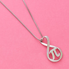 Load image into Gallery viewer, Pink Opal Infinity Pi Necklace