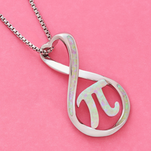 Load image into Gallery viewer, Pink Opal Infinity Pi Necklace