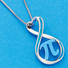 Load image into Gallery viewer, Blue Opal Infinity Pi Necklace
