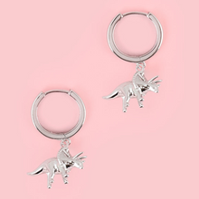 Load image into Gallery viewer, Triceratops Dinosaur Hoop Earrings
