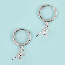 Load image into Gallery viewer, Raptor Dinosaur Hoop Earrings