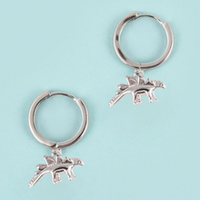 Load image into Gallery viewer, Stegosaurus Dinosaur Hoop Earrings