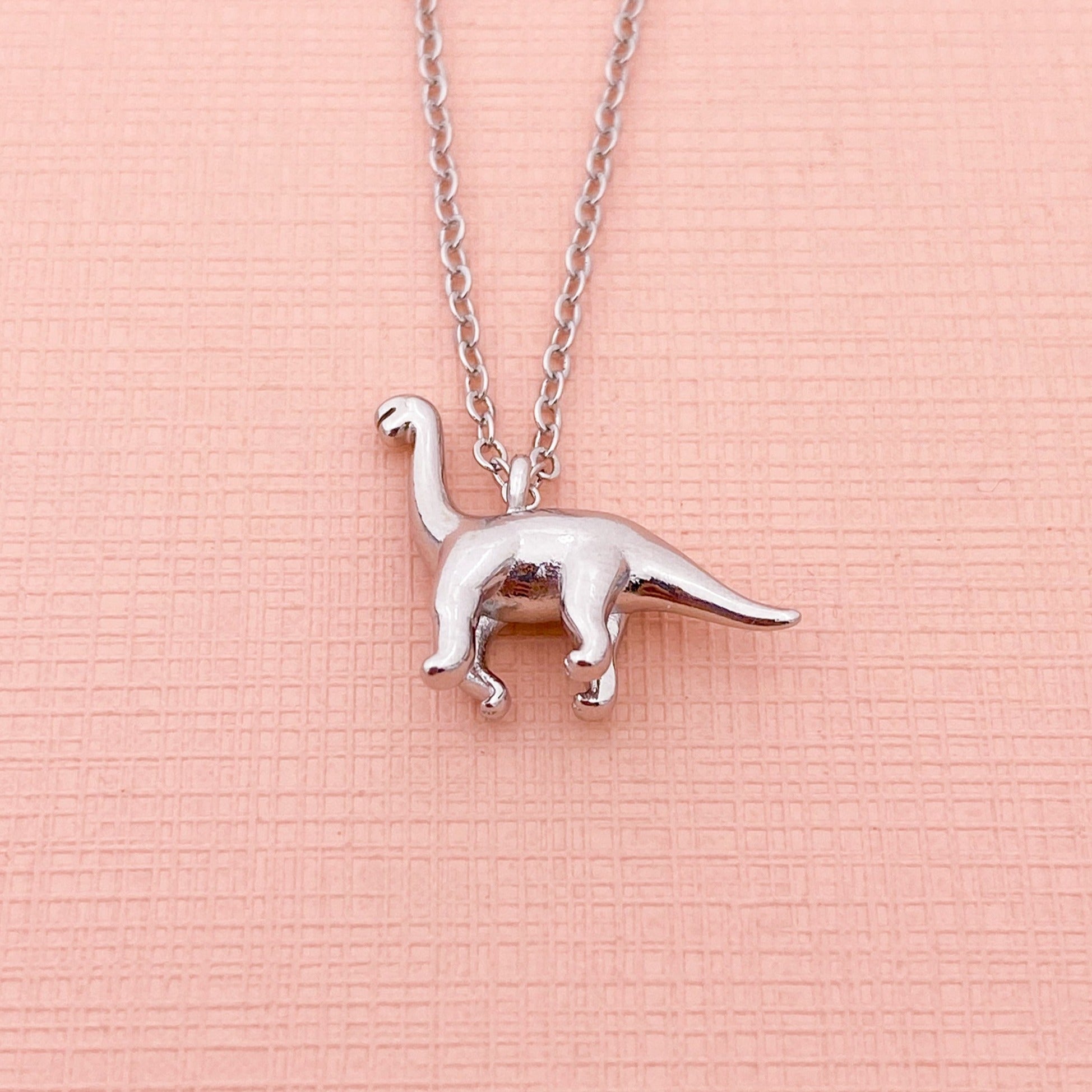 Sterling silver dinosaur necklace clearance
