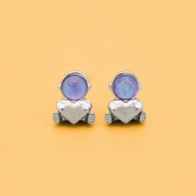 Load image into Gallery viewer, Opal Astronaut Heart Studs
