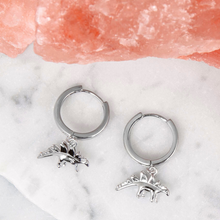 Load image into Gallery viewer, Stegosaurus Dinosaur Hoop Earrings