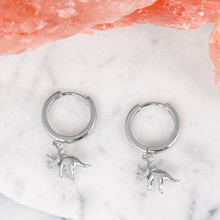 Load image into Gallery viewer, Triceratops Dinosaur Hoop Earrings
