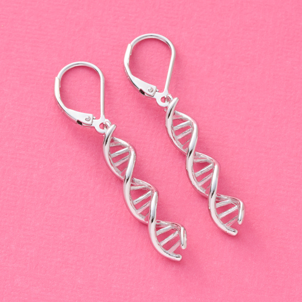 Leverback DNA Earrings - White Gold