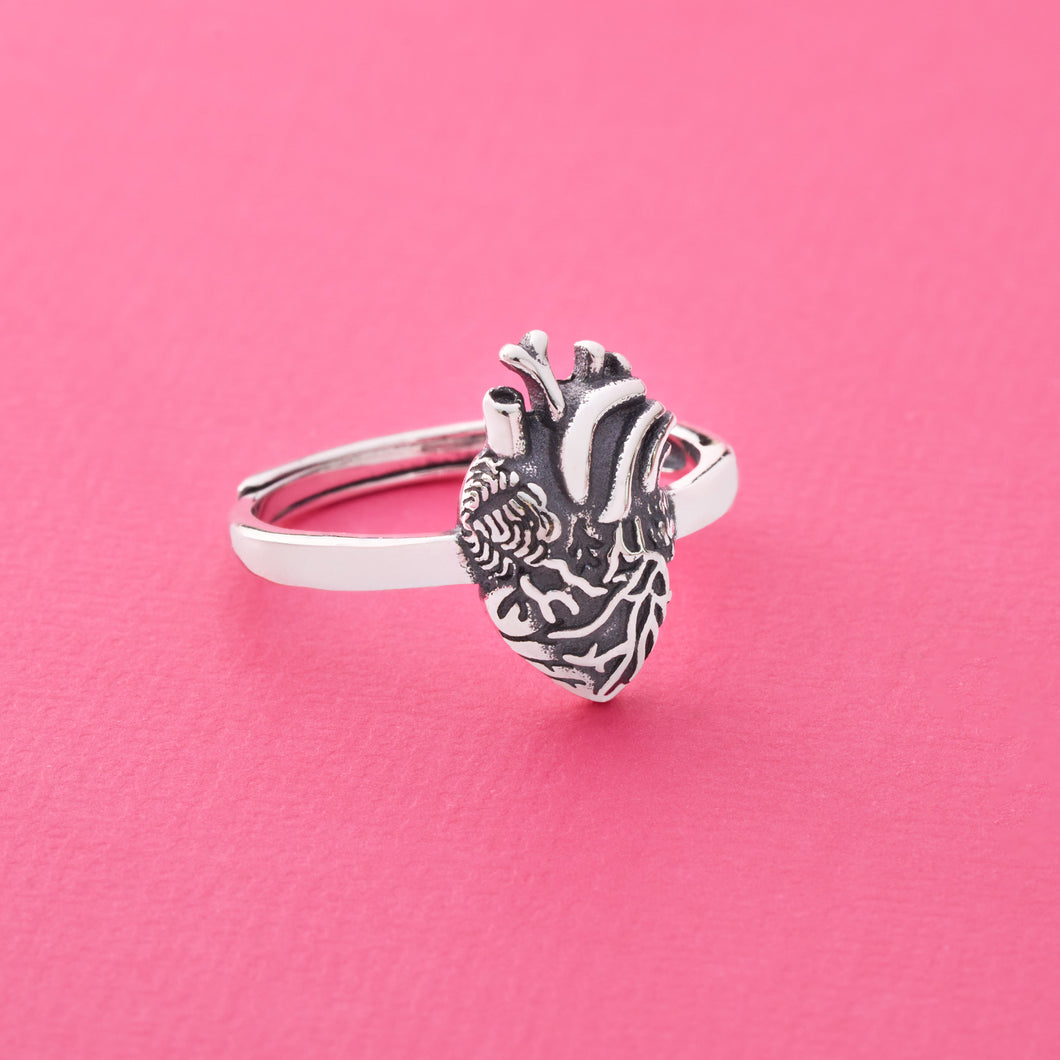 Sterling Silver Anatomical Heart Ring