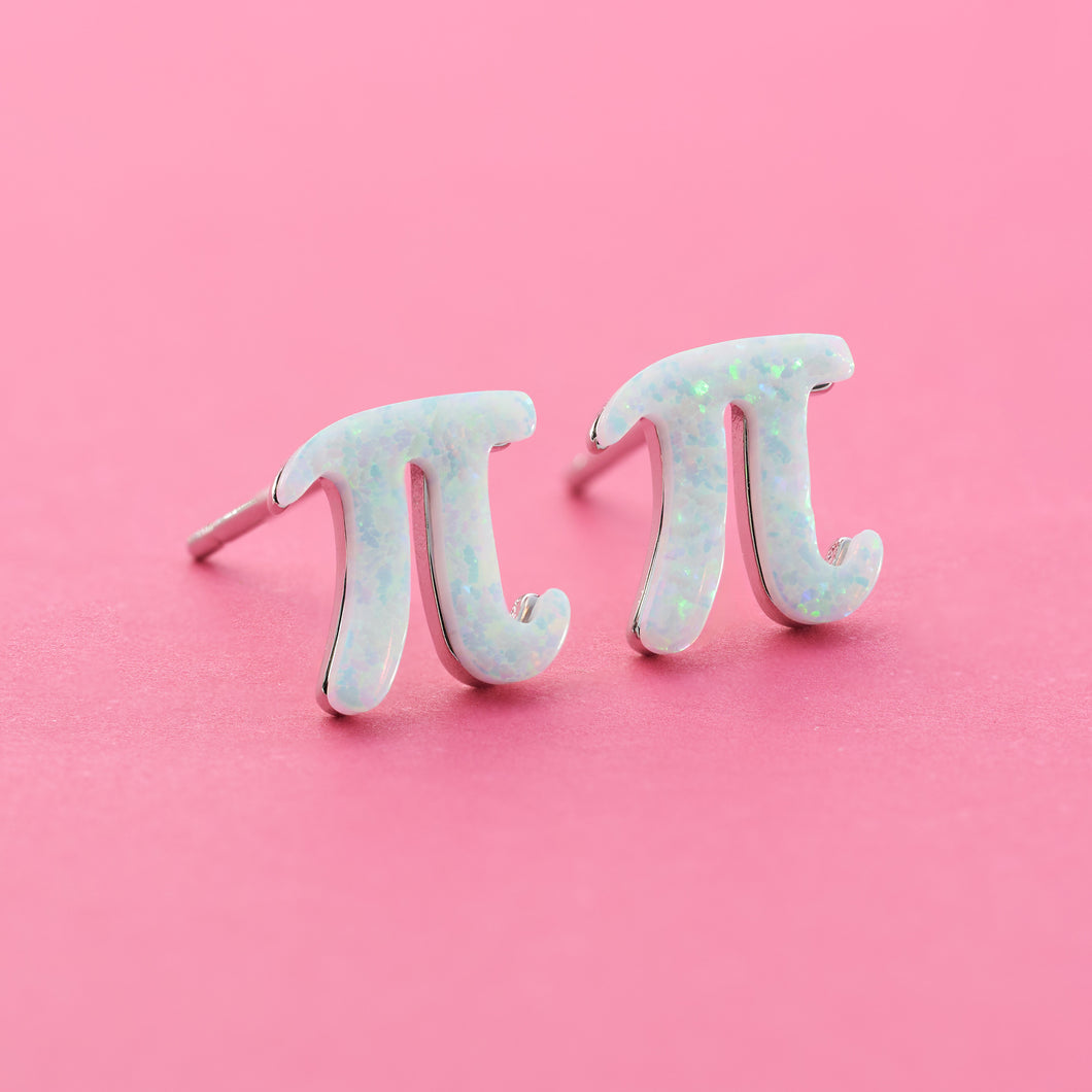 White Opal Pi Studs