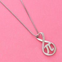 Load image into Gallery viewer, Pink Opal Infinity Pi Necklace
