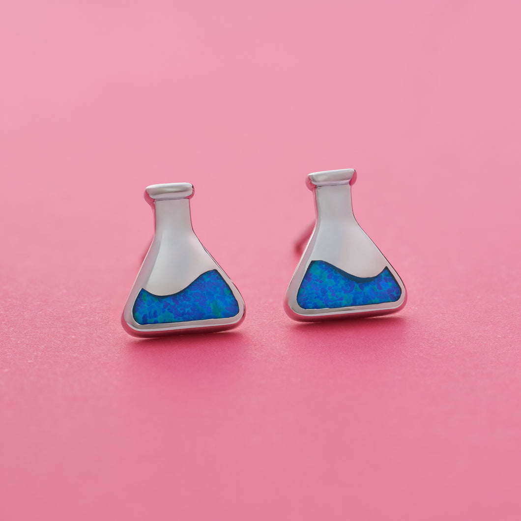 Blue Opal Science Flask Studs