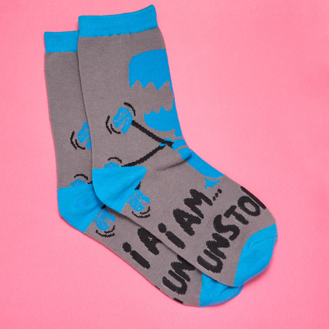 I AM Unstoppable Dinosaur Socks (Blue)