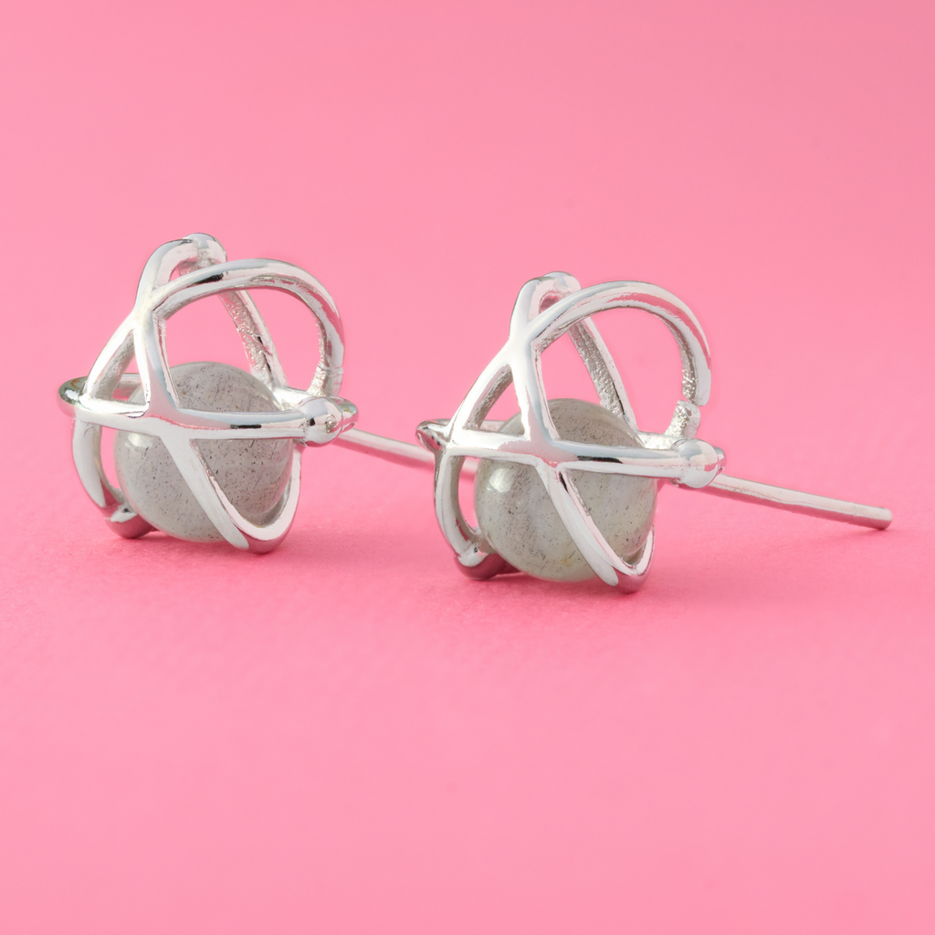 Atom Moonstone Studs