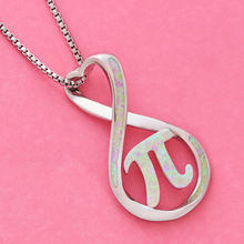 Load image into Gallery viewer, Pink Opal Infinity Pi Necklace
