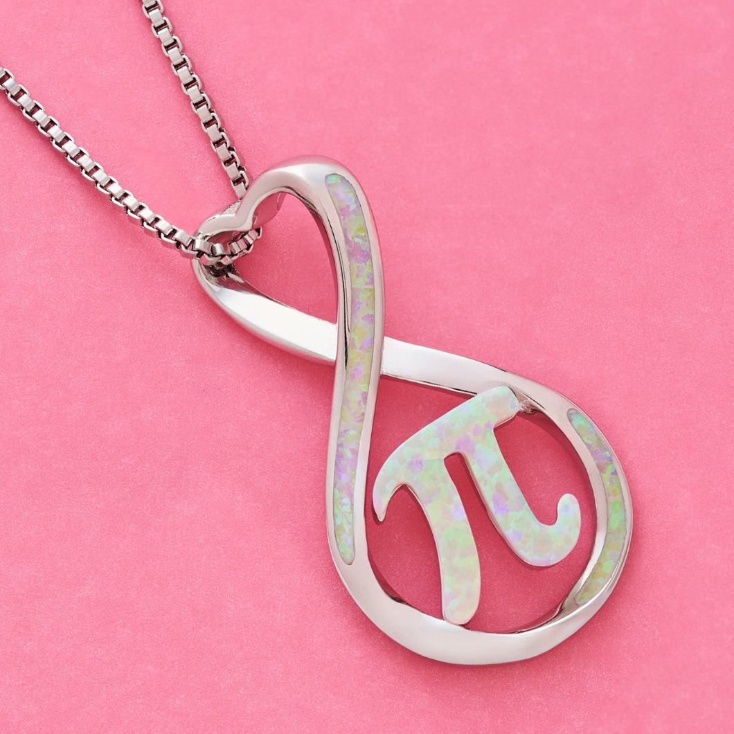 Pink Opal Infinity Pi Necklace