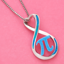 Load image into Gallery viewer, Blue Opal Infinity Pi Necklace
