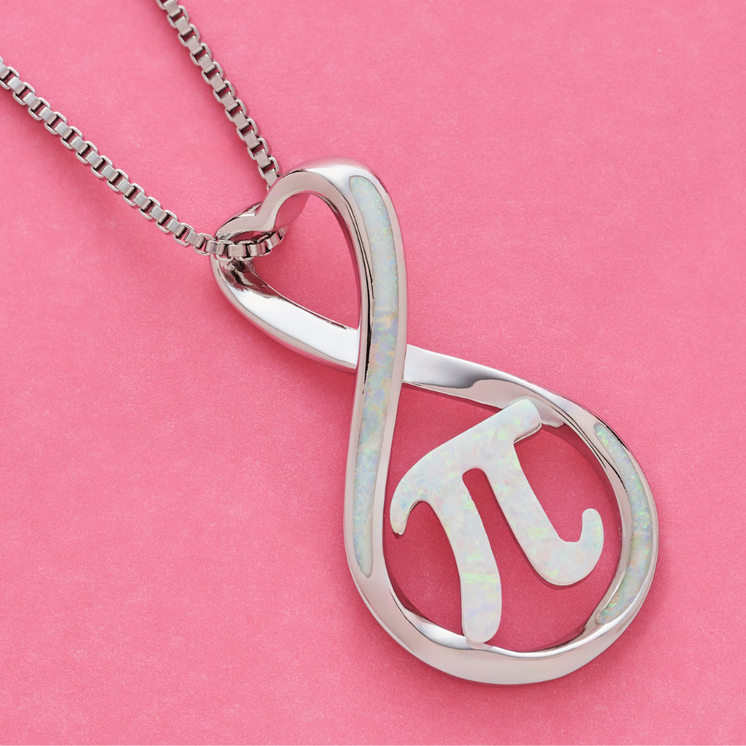 White Opal Infinity Pi Necklace