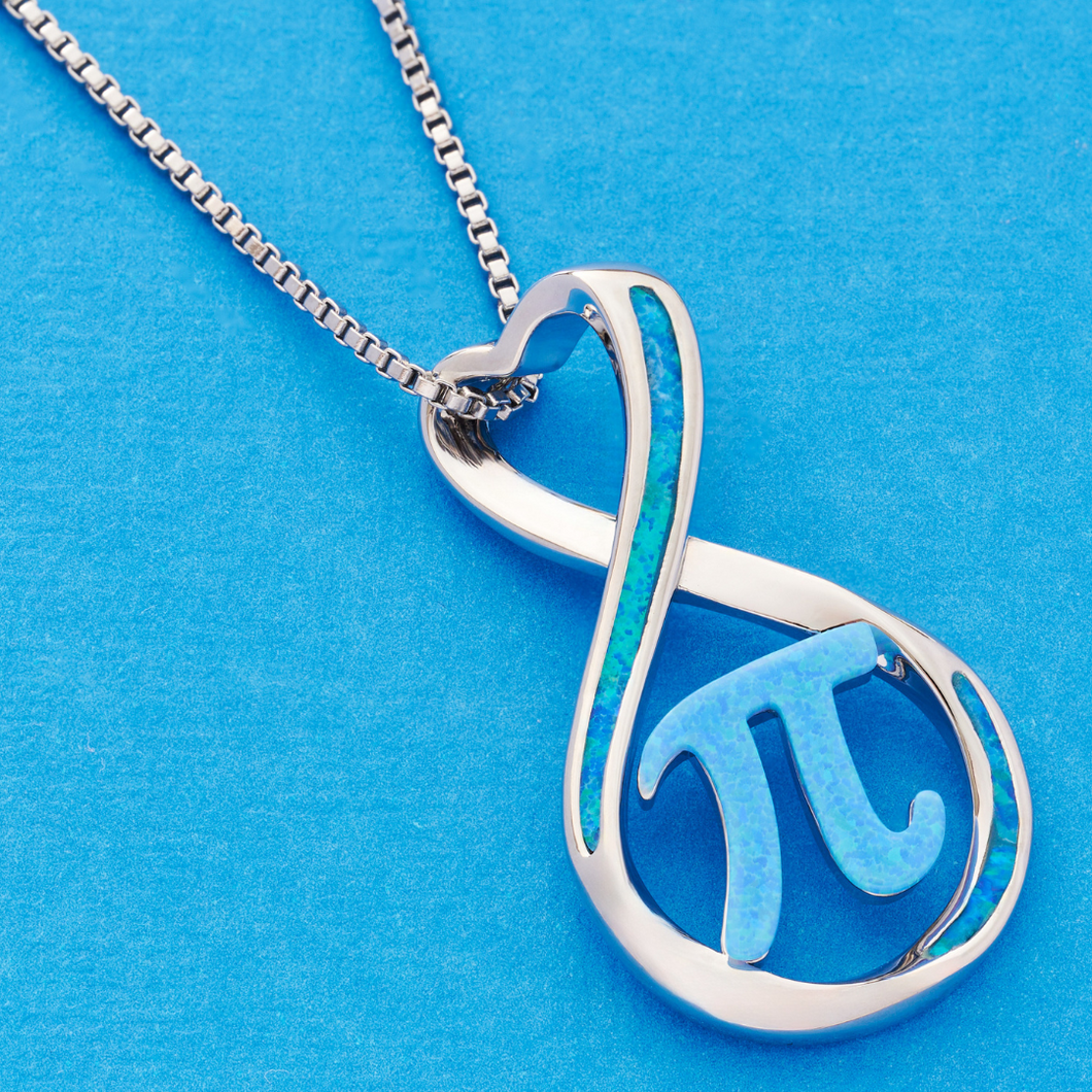 Blue Opal Infinity Pi Necklace