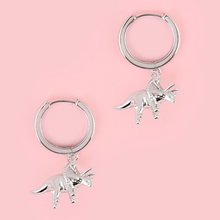 Load image into Gallery viewer, Triceratops Dinosaur Hoop Earrings
