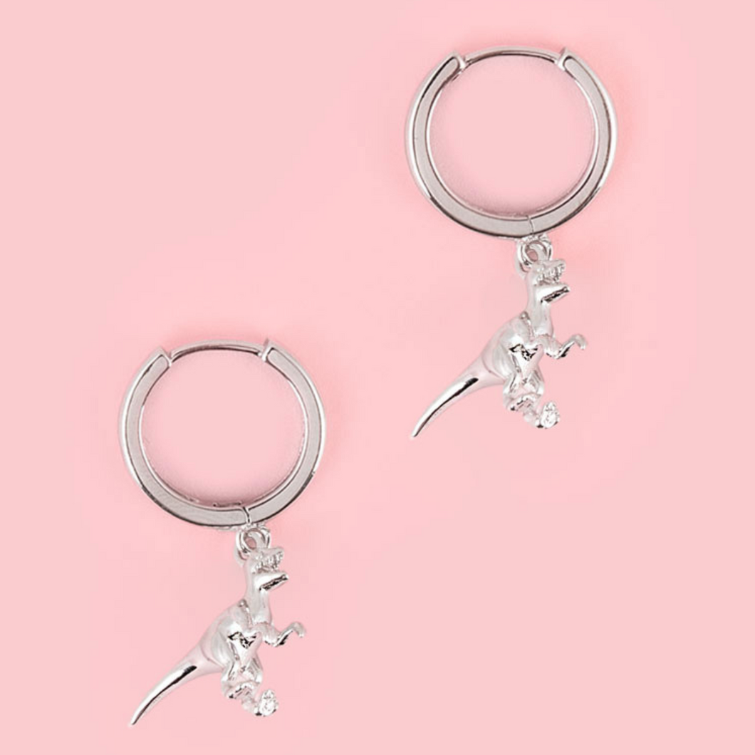 Raptor Dinosaur Hoop Earrings