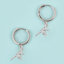 Load image into Gallery viewer, Raptor Dinosaur Hoop Earrings
