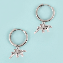 Load image into Gallery viewer, Stegosaurus Dinosaur Hoop Earrings
