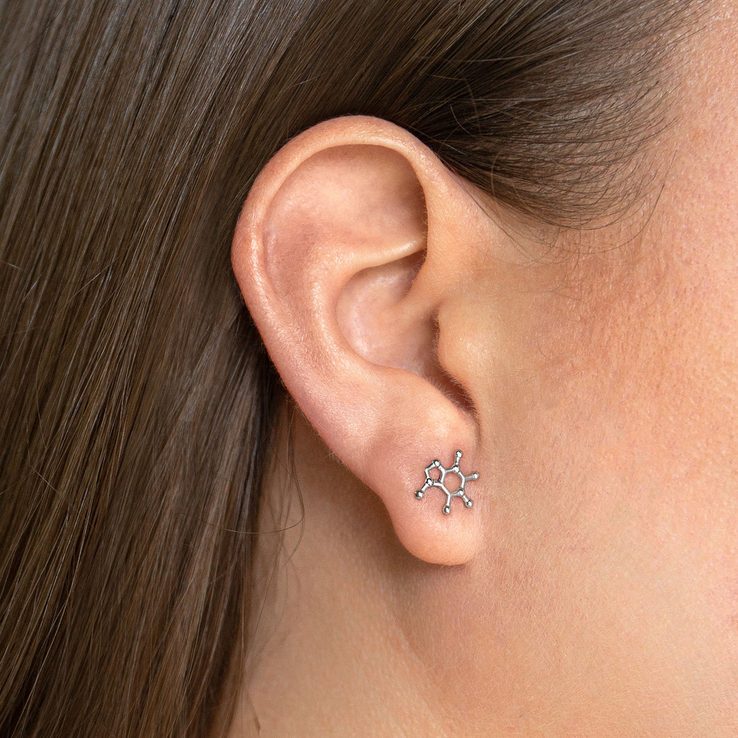 Sterling Silver Caffeine Molecule Studs